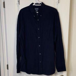Haggar Classic Navy Long Sleeve 100% Cotton Button-Down Shirt